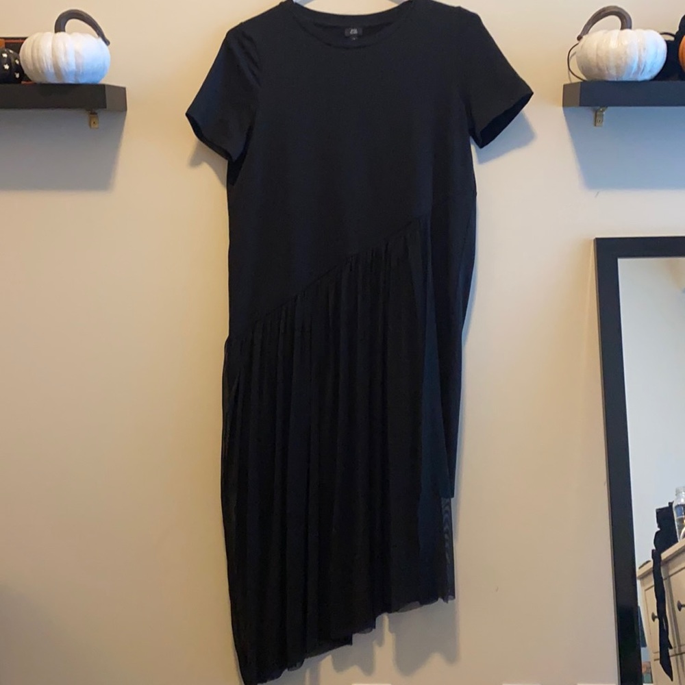 ASOS River Island  asymmetric mesh layered t-shirt mini dress